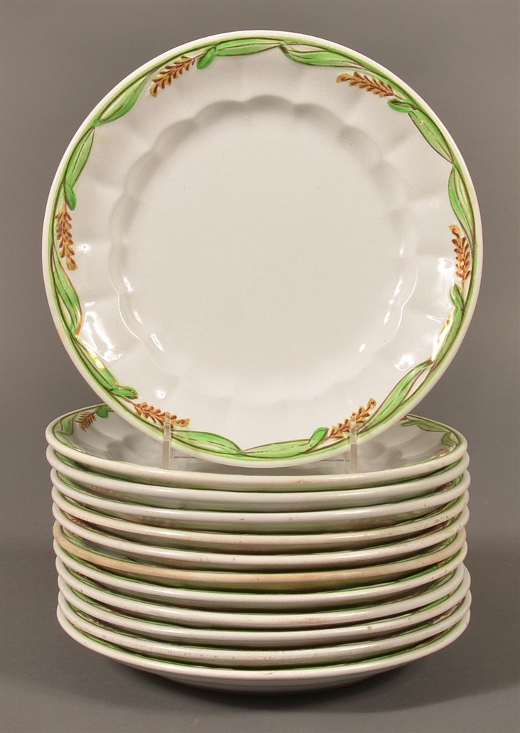 12 Ironstone China Green Wheat  8-3/4" Plates. (1 of 2)