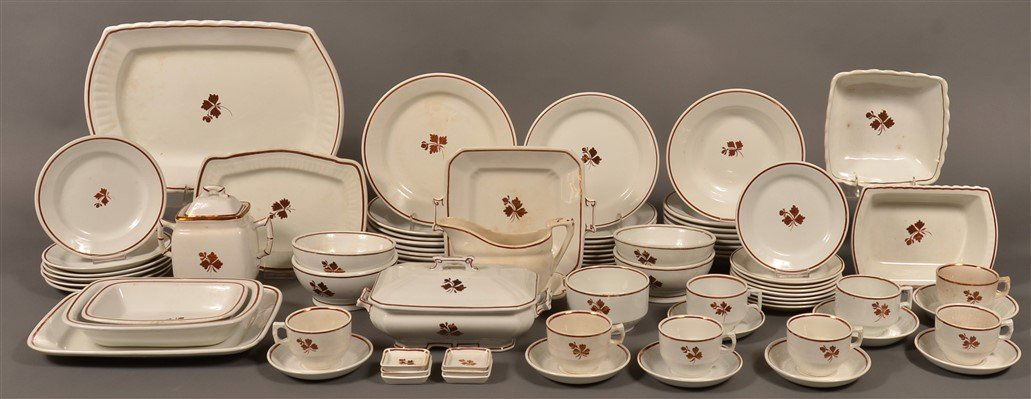 77 Piece Set of Copper Lustre Tea Leaf China. (1 of 2)