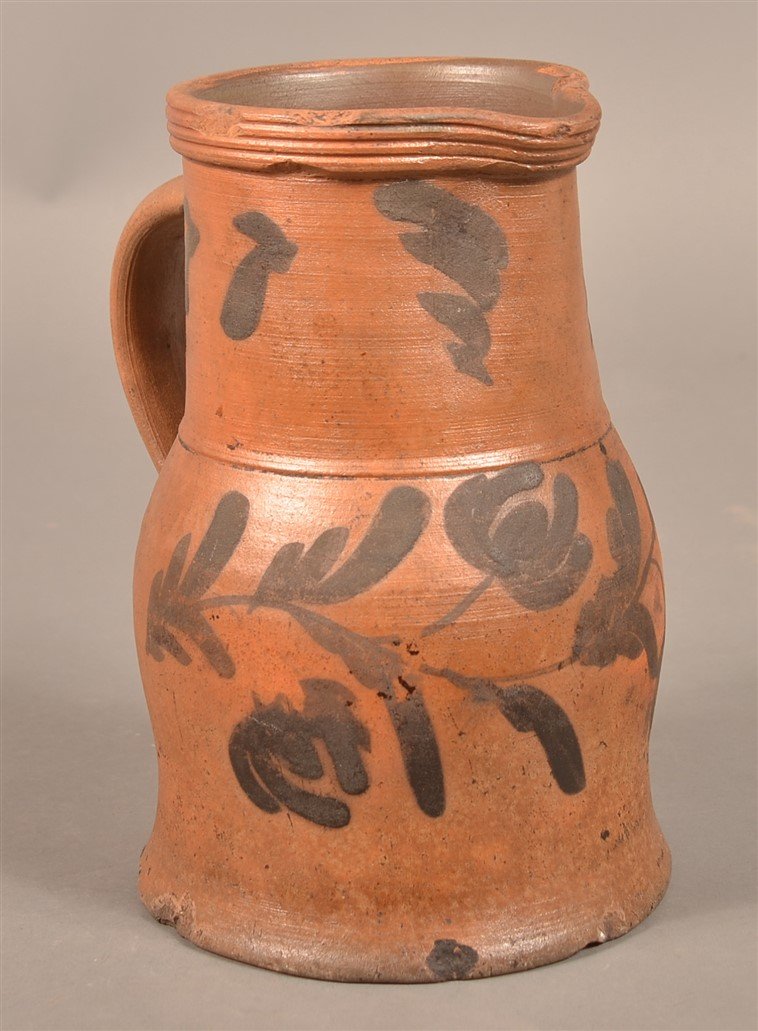 Unsigned 19th Century Stoneware Pitcher. (1 of 4)
