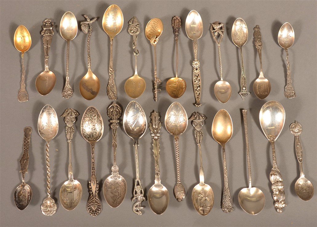 26 Various Sterling Souvenir Demitasse Spoons. (1 of 2)