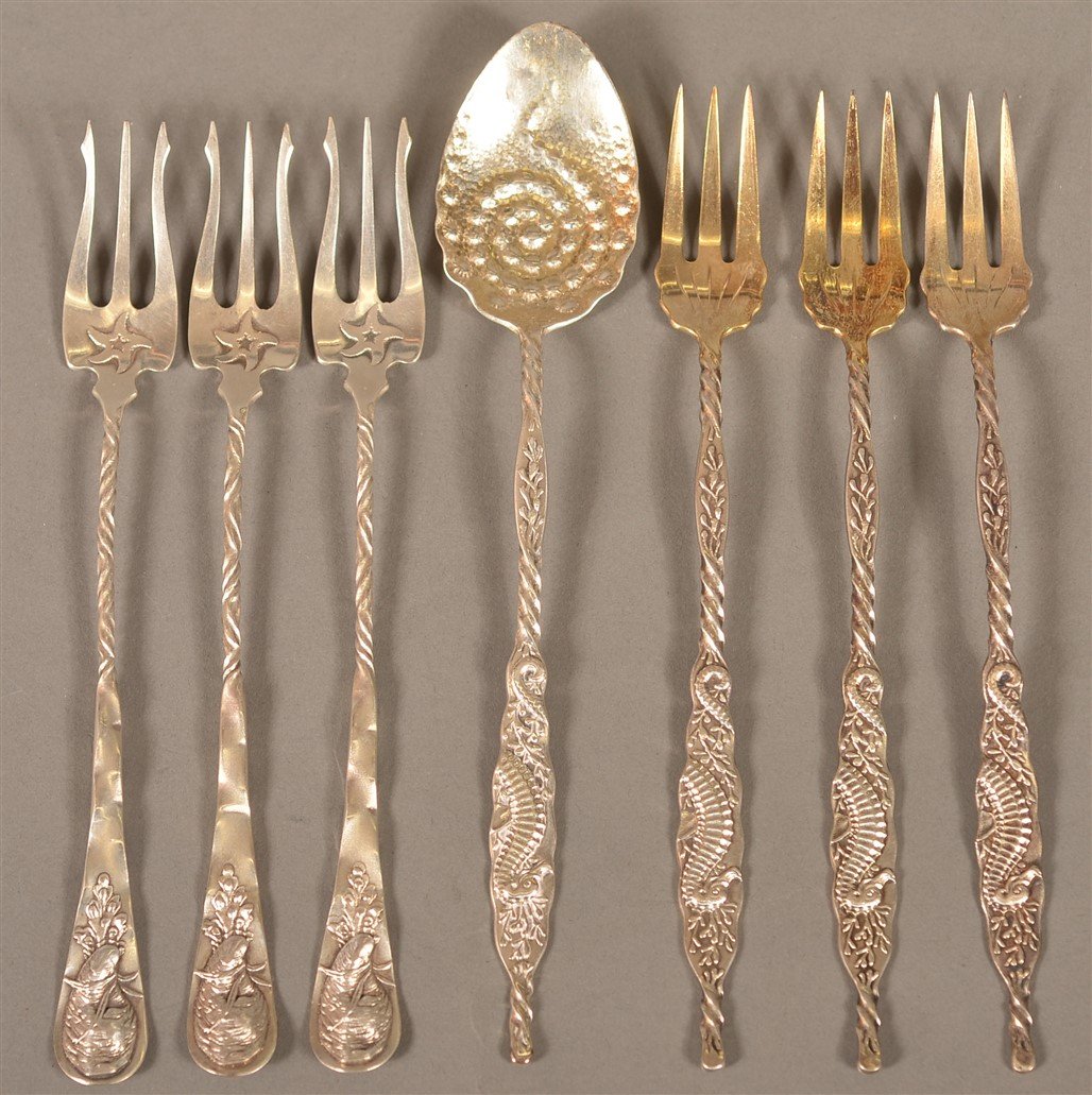 Whiting Mfg. Sterling Seafood Forks & Spoon. (1 of 5)