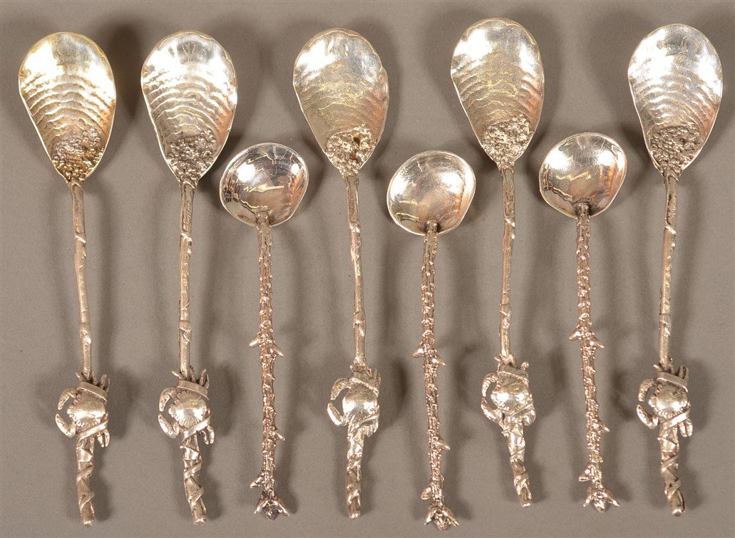 Eight Gorham Sterling Silver Shell Bowl Spoons. (1 of 3)