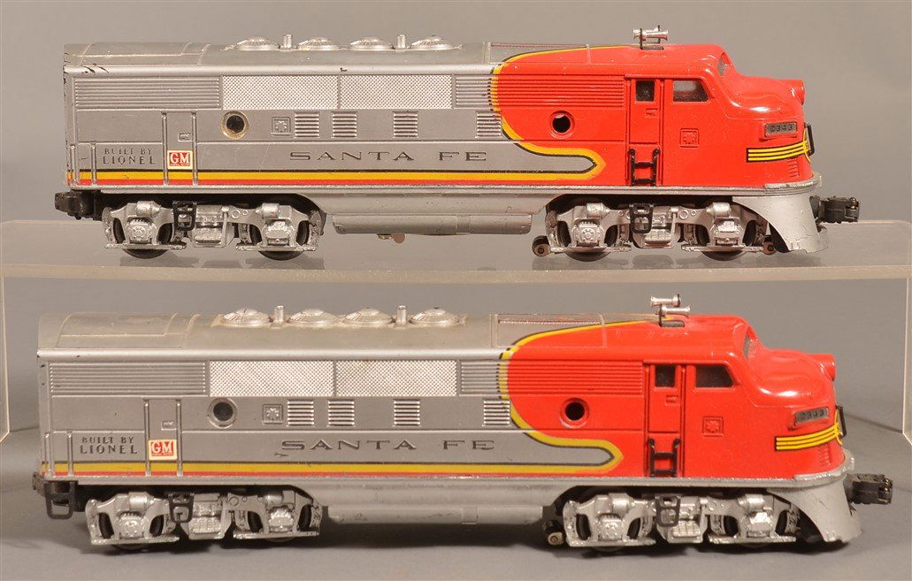 Lionel O-Gauge Santa Fe No. 2343 Locomotives.: Lionel O-Gauge Santa Fe No. 2343 Motorized Passenger Locomotives. 13"l. Condition: 'Good with minor wear.
