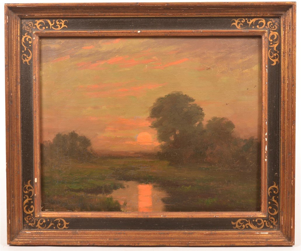 Oil on Canvas Sunset Landscape Painting. (1 of 4)