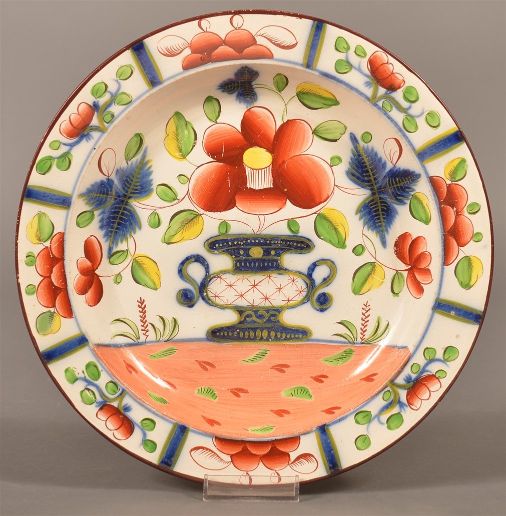 Gaudy Dutch Soft Paste China Urn Pattern Plate. (1 of 2)
