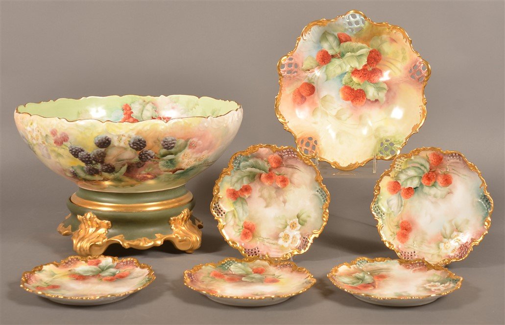 Seven Pieces of Fruit Hand Painted Porcelain. (1 of 7)