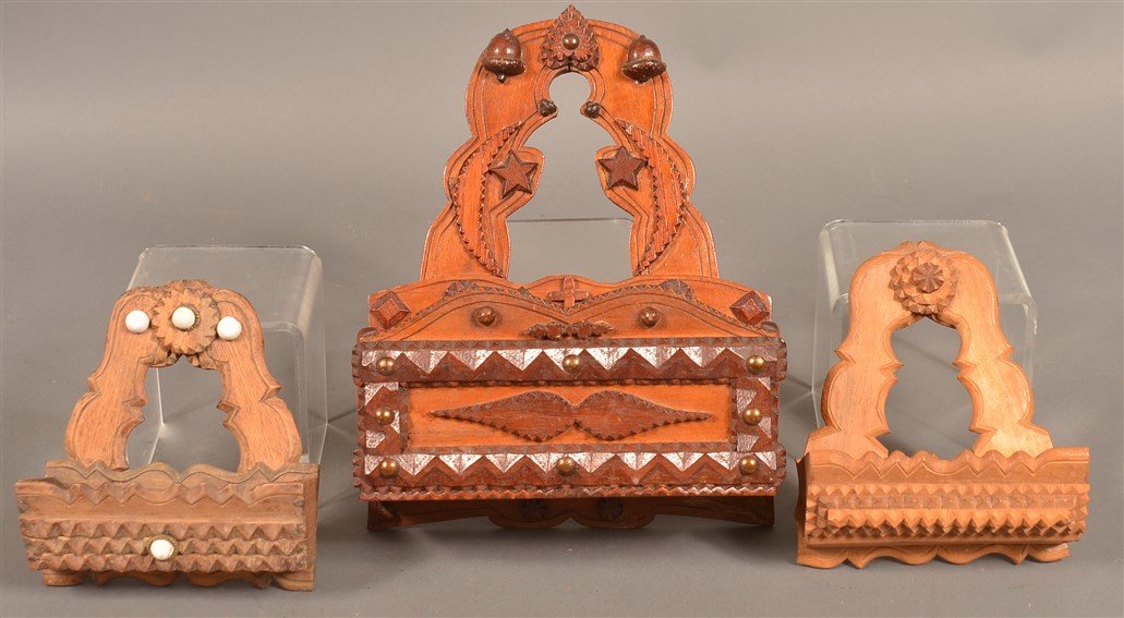 Three Tramp Art  Wall Boxes. (1 of 3)