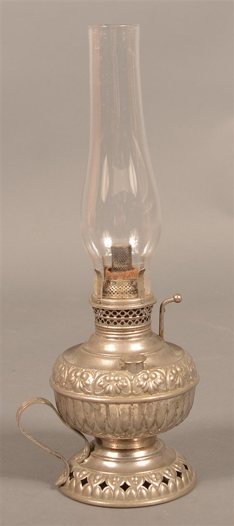 Nickel Plated Brass Small Kerosene Lamp. (1 of 3)