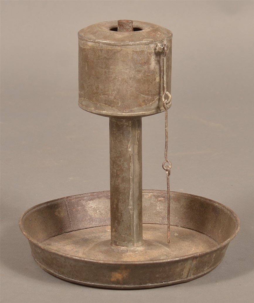 Tin 19th Century Grease Lamp. (1 of 2)