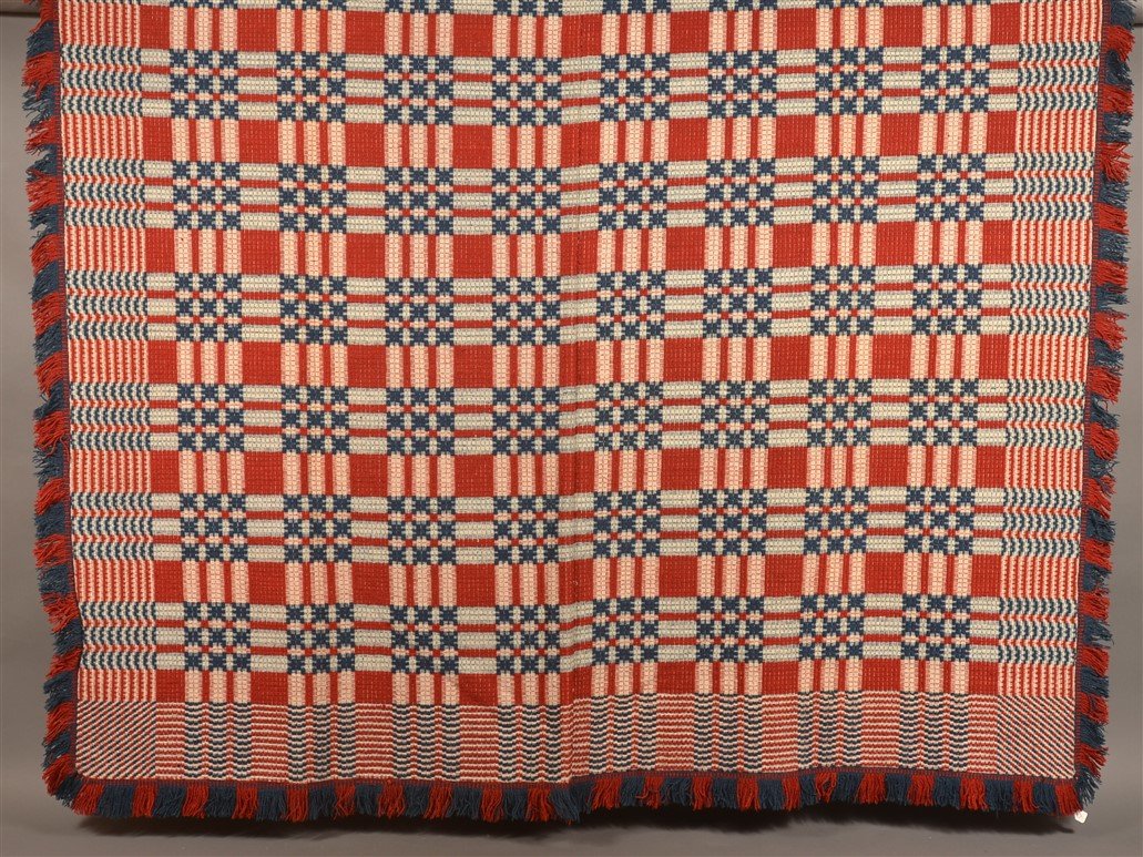 PA Geometric Overshot Two Part Coverlet. (1 of 3)