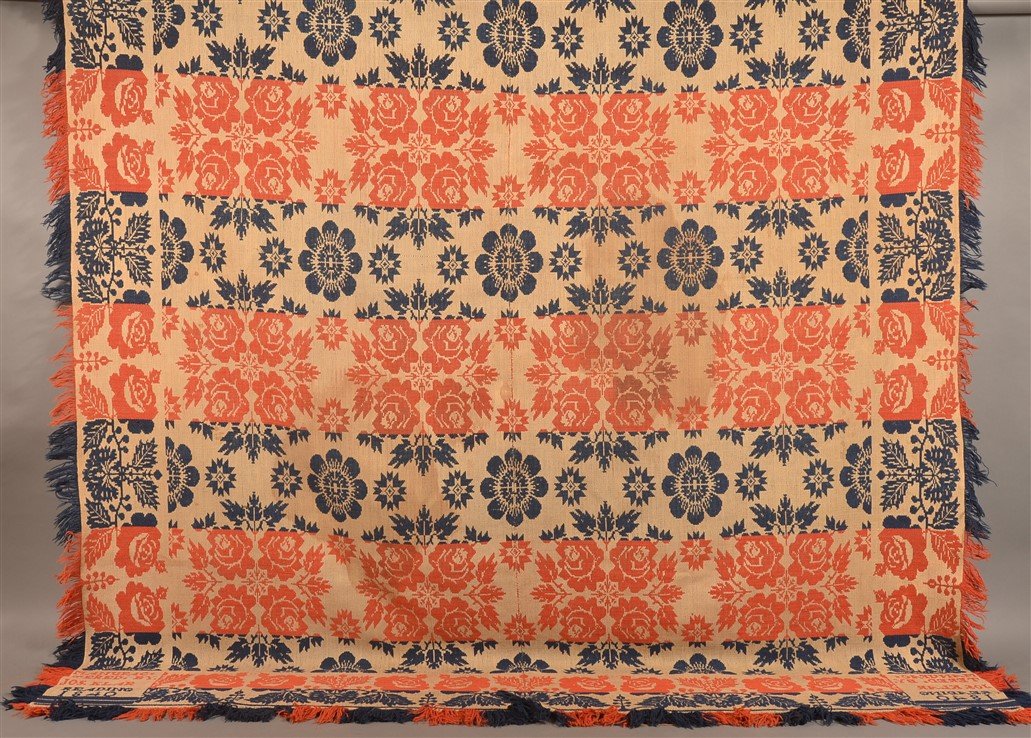 Berks County PA Three Color Jacquard Coverlet. (1 of 4)