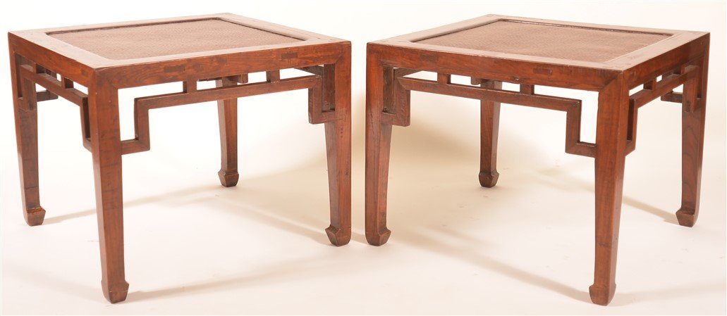 Pair of Vintage Chinese Elmwood End Tables. (1 of 3)