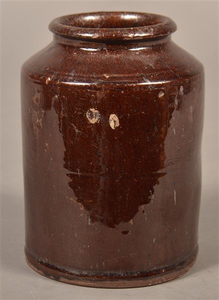 PA Manganese Glazed Redware Storage Jar. (1 of 2)