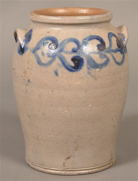 One Gal. Stoneware Crock with Blue Slip Dec. (1 of 6)