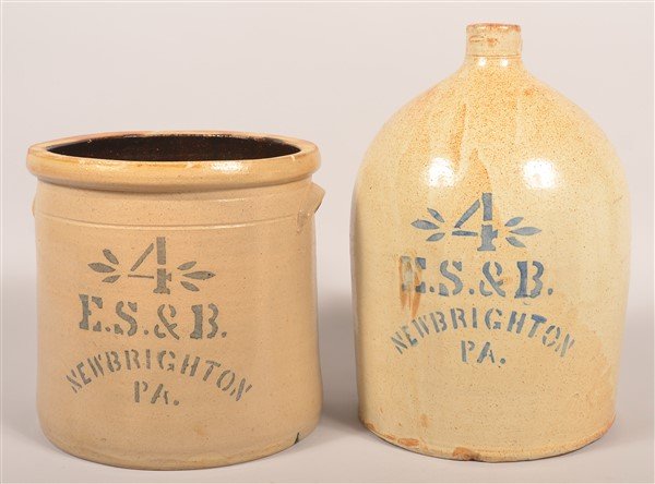 2 Pcs. of E.S. & B. New Brighton, PA Stoneware. (1 of 2)