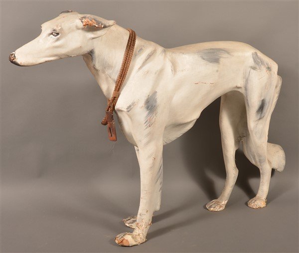 Vintage Life Size Papier Mâché Greyhound Dog.