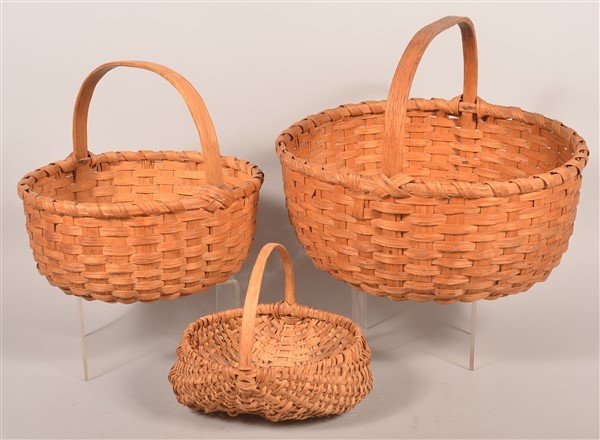 3 Various PA Vintage Woven Splint Baskets. (1 of 2)