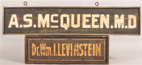 2 Antique Painted Wood Doctor's Trade Signs. (1 of 2)