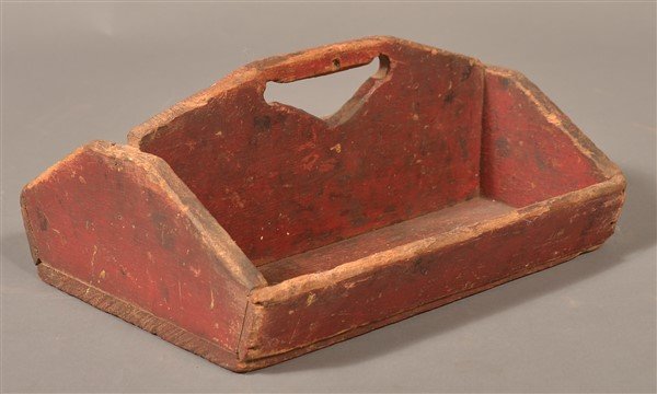 Softwood Utensil Carrier with Original Red Paint. (1 of 3)