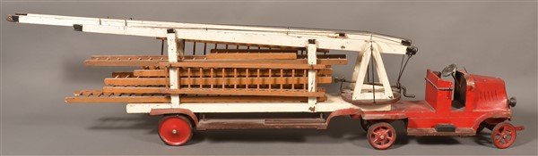 Vintage Wood and Tin Folk Art Ladder Truck. (1 of 6)