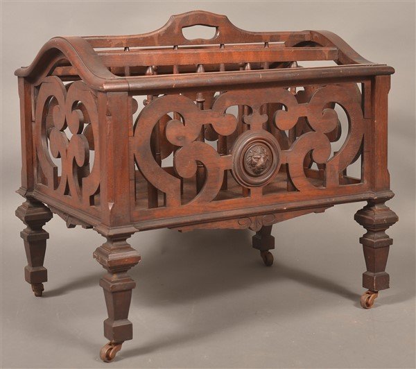 American Victorian Walnut Magazine Stand. (1 of 3)