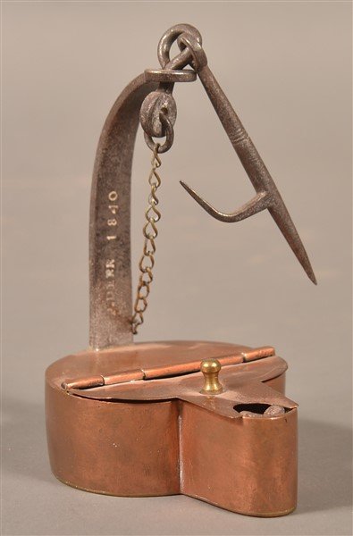 Peter Derr Copper and Wrought Iron Betty Lamp. (1 of 3)