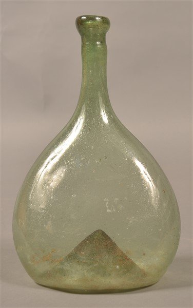 Early Blown Emerald Green Glass Bottle. (1 of 3)