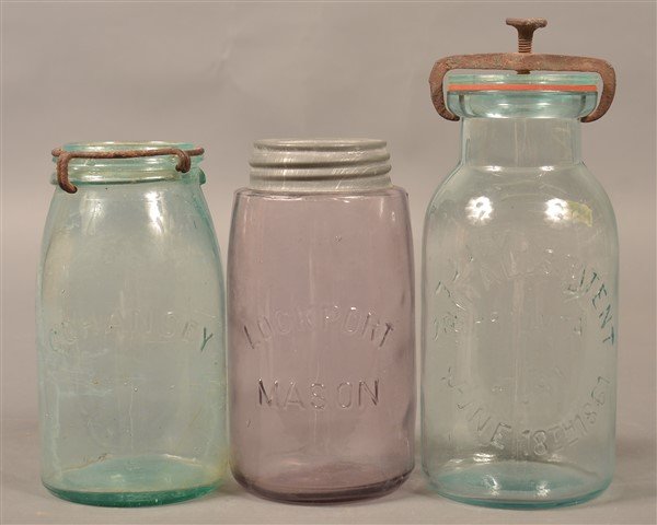 Three Various Antique Glass Canning Jars. (1 of 3)