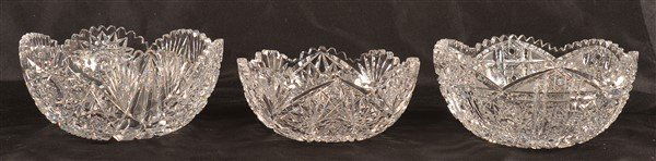 3 American Brilliant Cut Colorless Glass Bowls. (1 of 2)