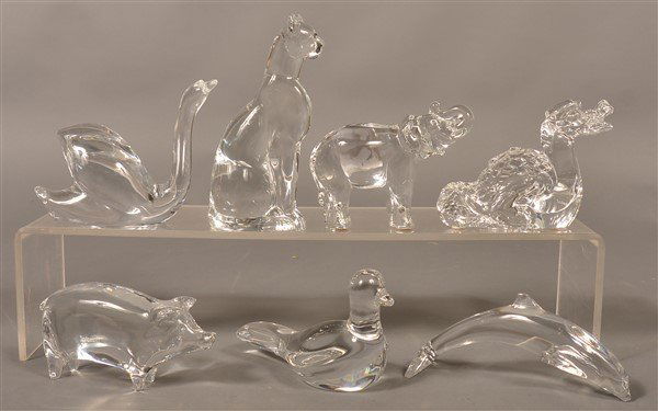 Seven Various Baccarat Crystal Animal Figures. (1 of 2)