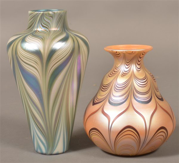 2  Art Glass Vases "Lundberg Studios, 1976". (1 of 3)