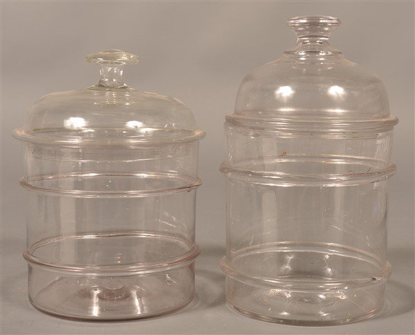 Two Antique Blown Colorless Glass Canisters. (1 of 1)