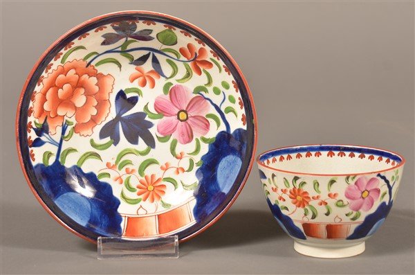 Gaudy Dutch China Double Rose Cup & Saucer. (1 of 2)