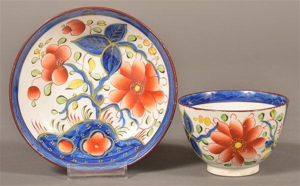 Gaudy Dutch China Sunflower Cup & Saucer. (1 of 2)