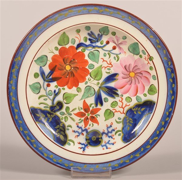Gaudy Dutch China Zinnia Pattern 8-3/8" Plate. (1 of 2)