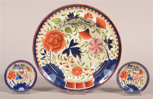 Gaudy Dutch Double Rose Soup and Cup Plates. (1 of 2)