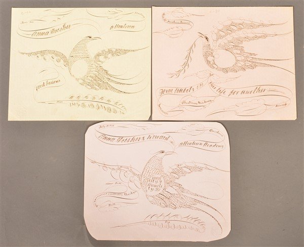Three 19th Century Calligraphy Reward Drawings. (1 of 4)