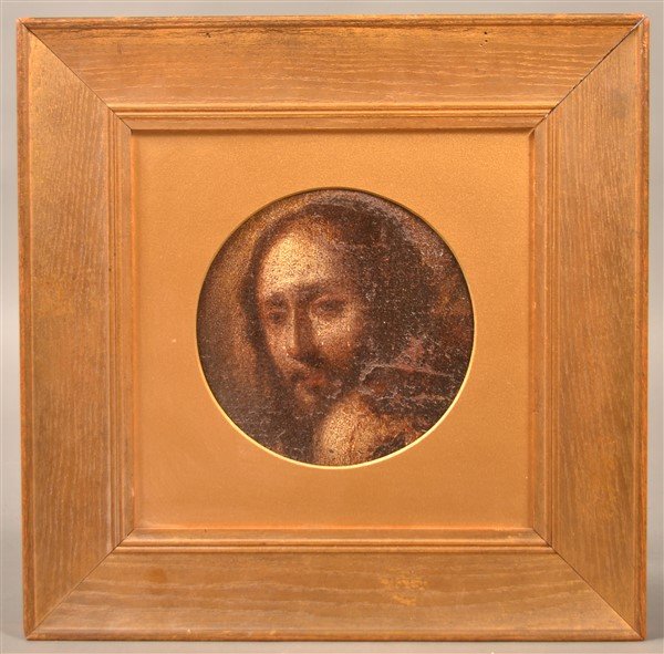 17th Century Oil on Canvas Fragment Depicting the  Head (1 of 5)