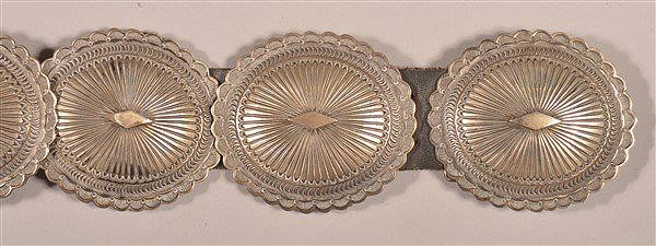 512 Gram Heavy Vintage Native American Navajo Sterling Silver Concho Belt Old 512 Gram Heavy Vintage Native American Navajo Sterling Silver Concho Belt Old