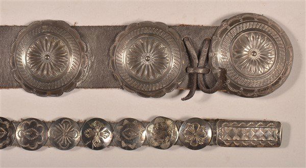 Two Vintage Navajo Sterling Silver Concho Belts. (1 of 5)