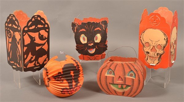 Five Various Halloween Cardboard Lanterns. (1 of 2)