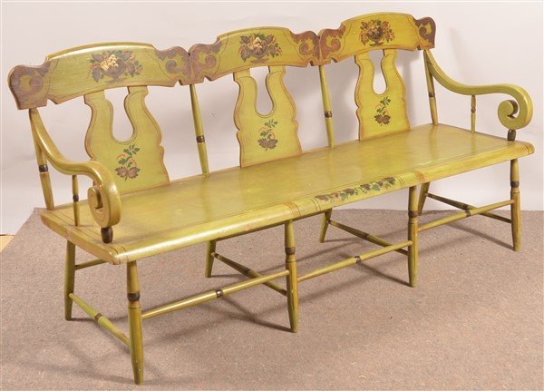 Pennsylvania 19th Cent. Boot-jack Back Settee. (1 of 4)