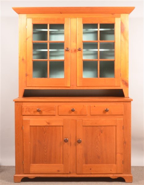 PA 19th Cent. Softwood 2 Part Dutch Cupboard. (1 of 3)