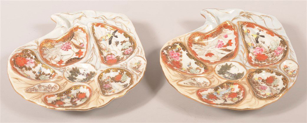 Pair of Antique Oriental Porcelain Oyster Plates. (1 of 6)