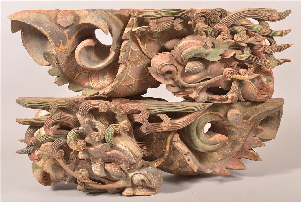 Pair of Dragon Carved Architectural Elements. (1 of 5)