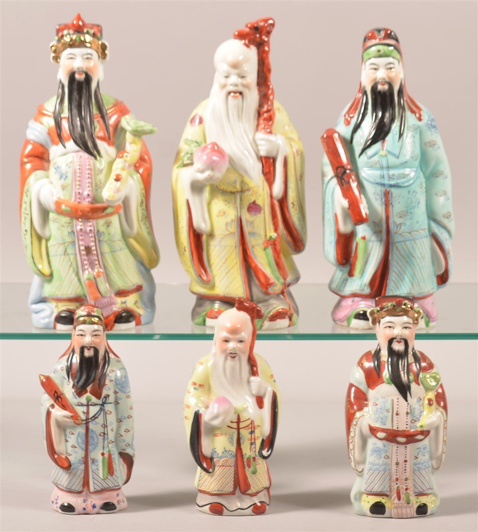 Six Oriental Porcelain Elder Figurines. (1 of 3)
