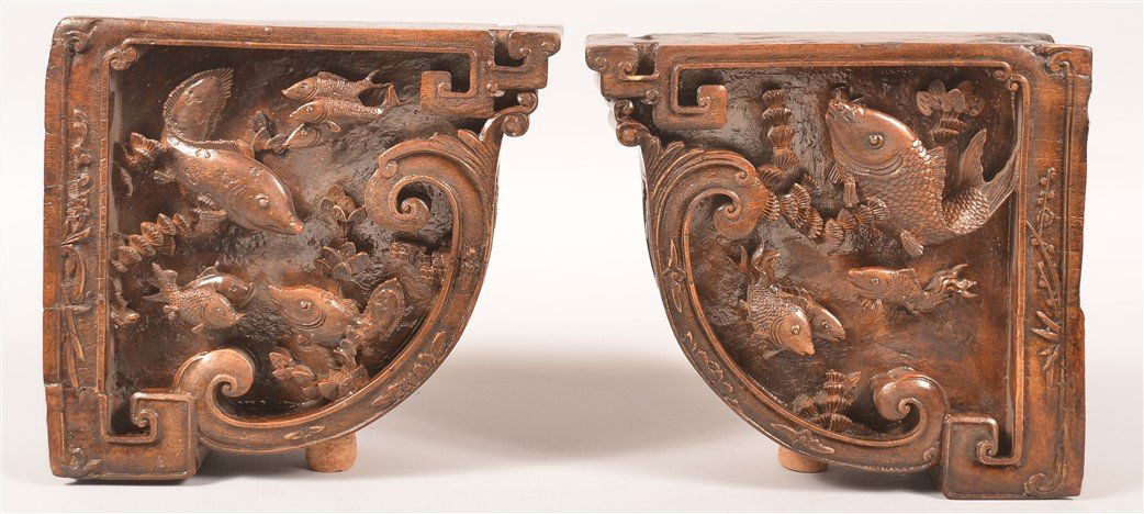 2 Ornately Carved Architectural Corner Elements. (1 of 4)