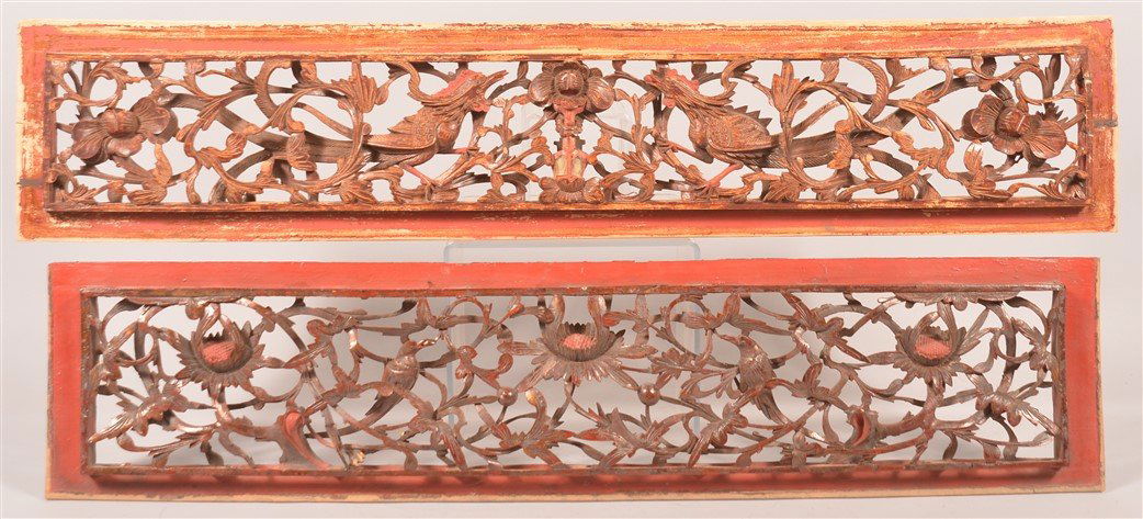 2 19th Cent. Chinese Pierce Carved Wood Panels. (1 of 3)
