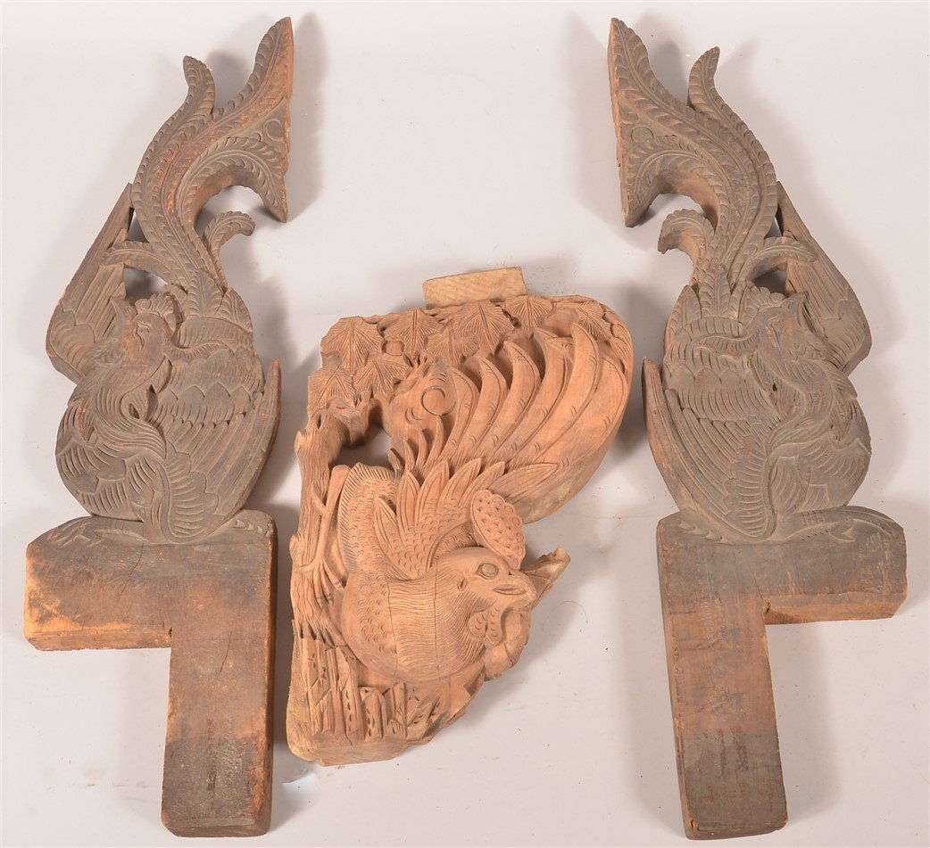 3 Chinese Carved Wood Architectural Elements. (1 of 4)