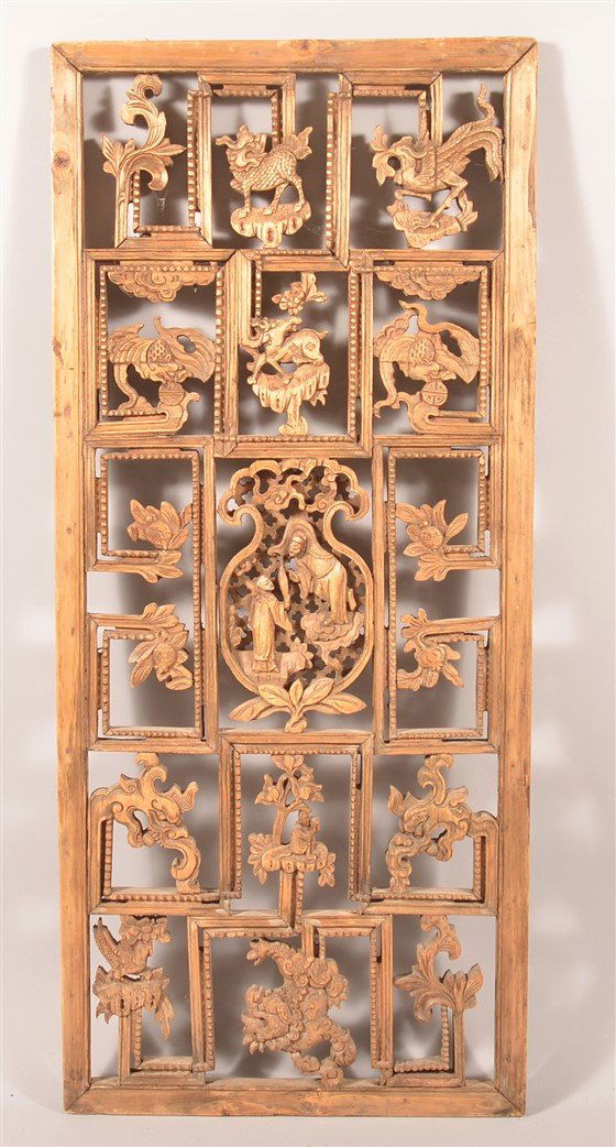 Antique Chinese Pierce Carved Wood Panel. (1 of 5)
